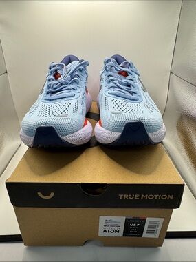 True Motion Women's Running Shoes - Light Blue with Coral Accents